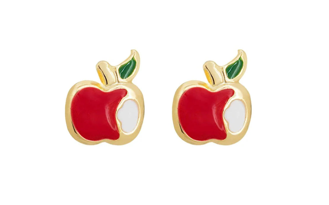 Earrings (Apple) 18K gold plated - Kids/ Toddlers -