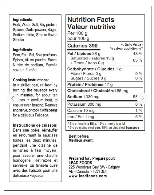 Paio (Alimentos Chumbo) - 340g