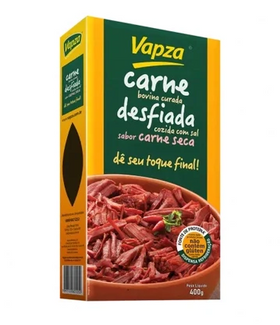 Carne seca desfiada e dessalgada (Vapza) - 400g